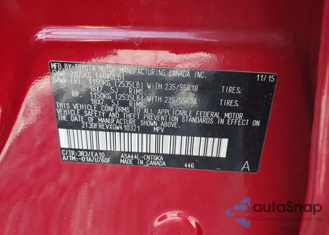 2016 Toyota Rav4 Limited from USA, damaged, VIN 2T3DFREVXGW410321